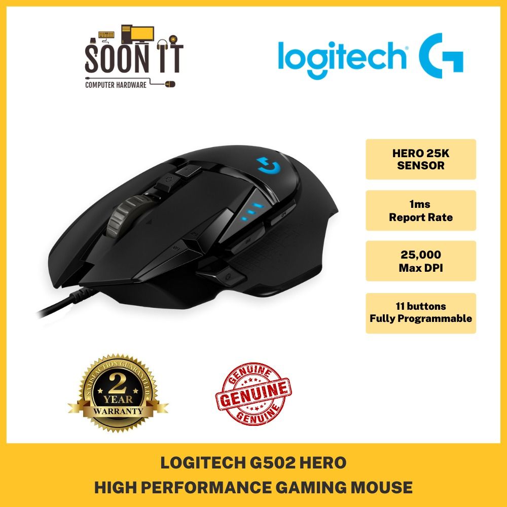 LOGITECH G502 Hero High Performance Gaming Mouse, Computers & Tech