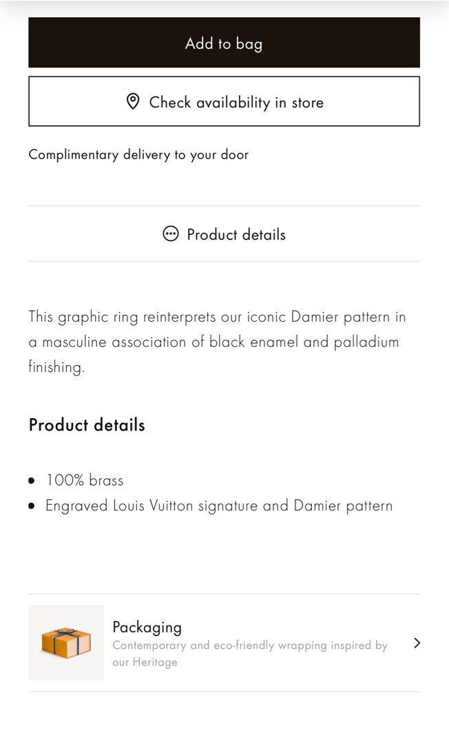 Shop Louis Vuitton DAMIER Damier black ring (M62493, M62494) by OCEAN1