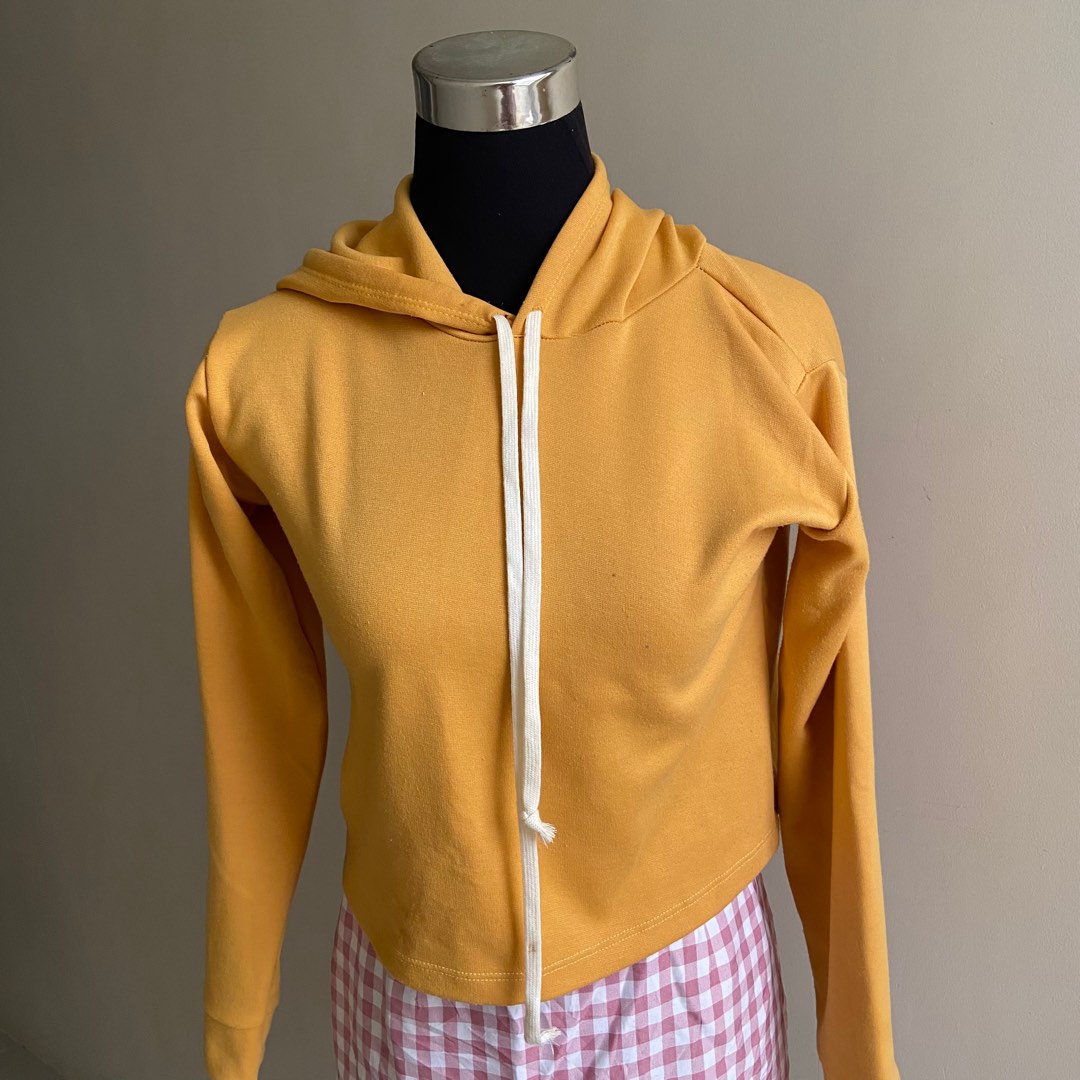 mustard hoodie, Women's Fashion, Coats, Jackets and Outerwear on Carousell
