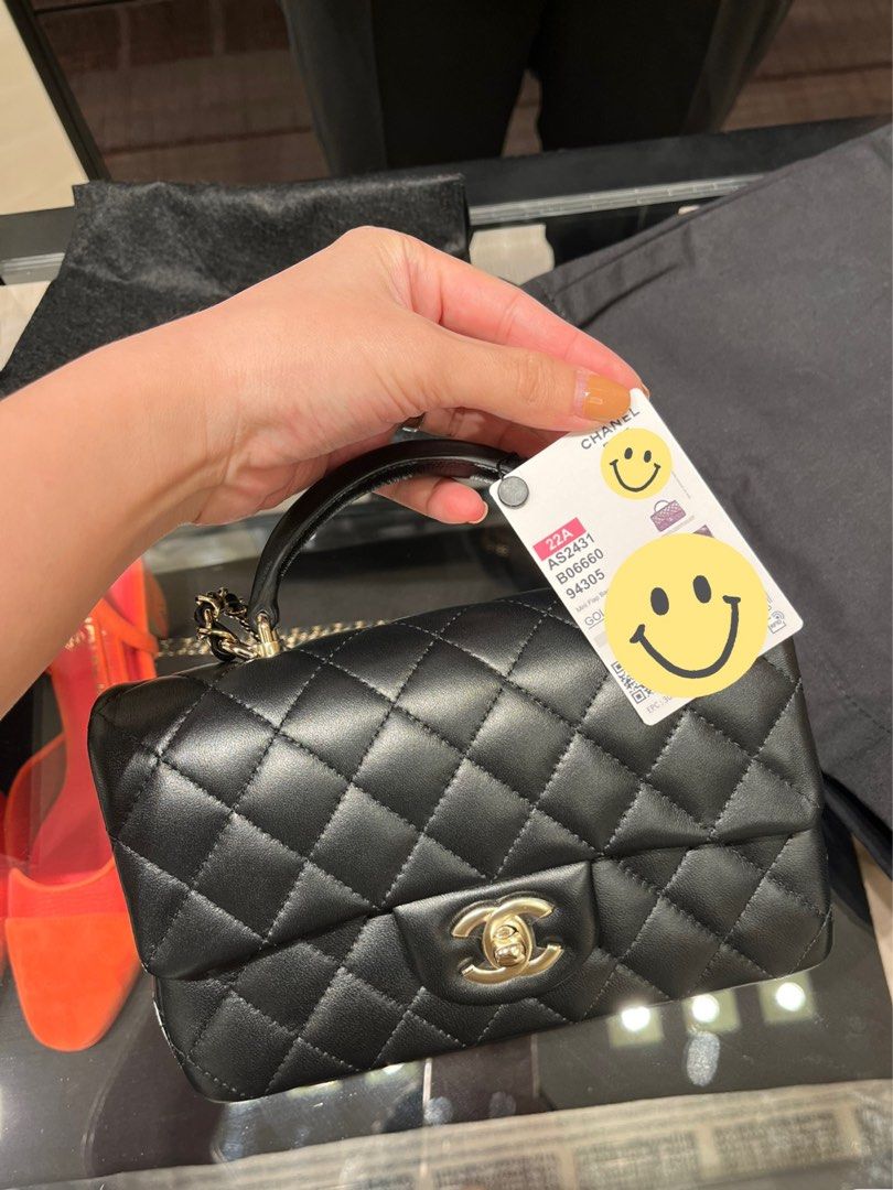 Chanel Black Mini Flap Bag w Top Handle