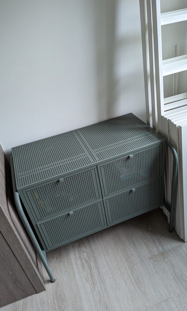 NIKKEBY Chest of 4 drawers, greygreen, Furniture & Home Living