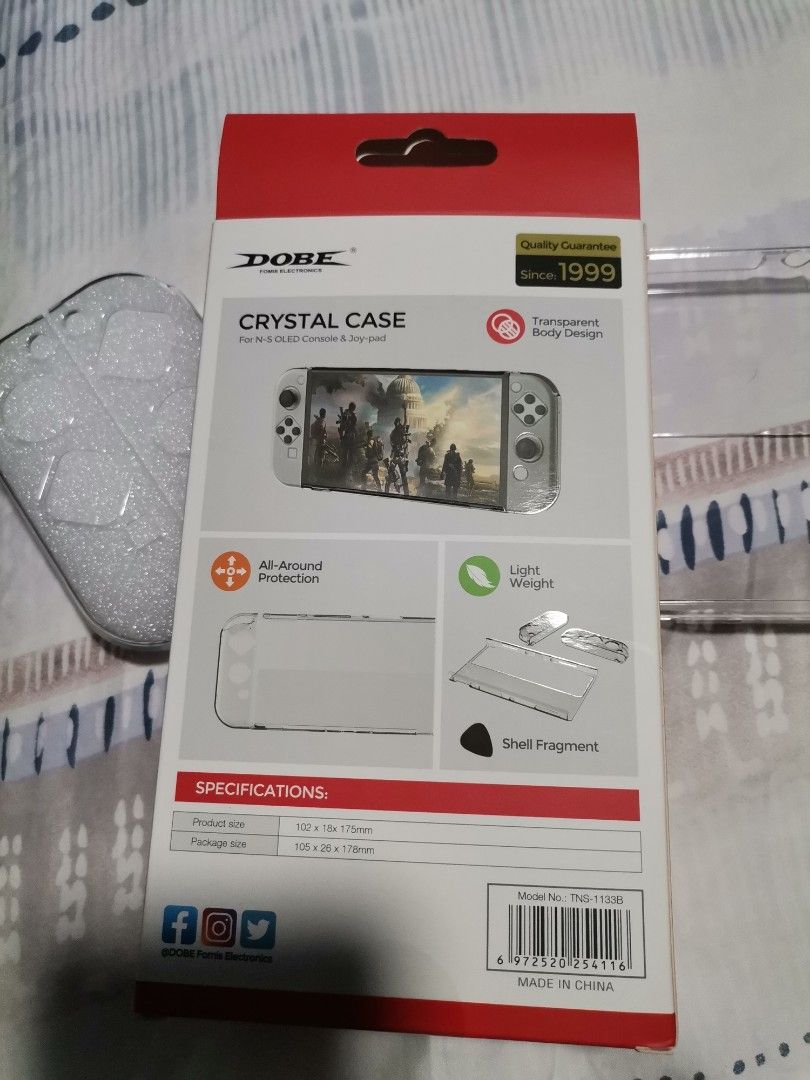 Nintendo Switch Oled CASE CRYSTAL DOBE 2021 Protective Clear Cover