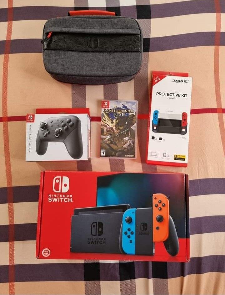 Nintendo Switch V2 with Pro Controller complete with box, accessories