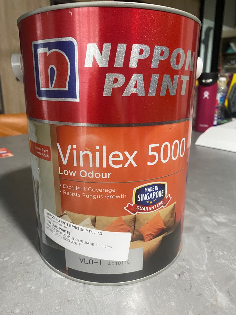 Nippon Paint Vinilex 5000 5L 1199 Sail White, Furniture & Home Living, Home Improvement