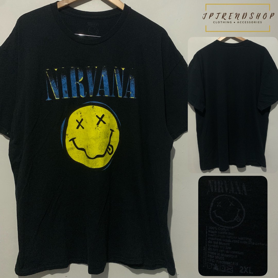 Men's Nirvana Smiley Logo Black T-Shirt - Classic Band Tee, Pull-On, Machine Wash - View #2