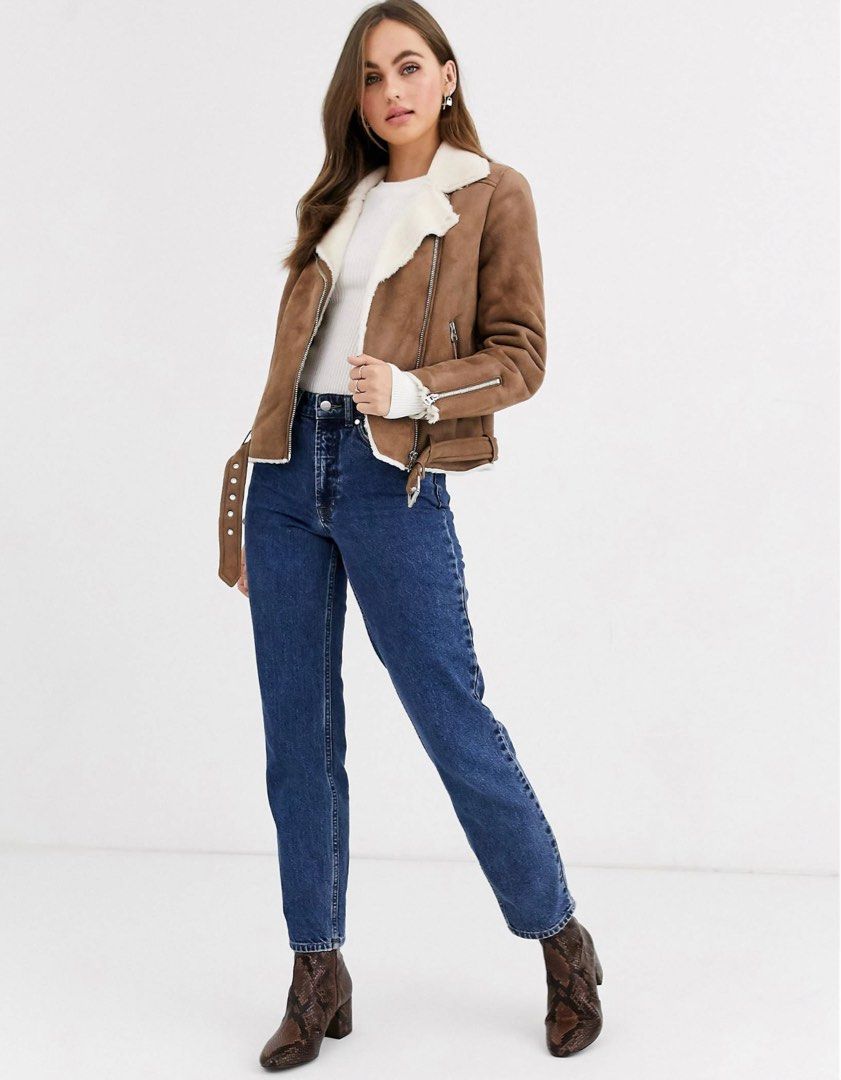 Pimkie faux fur collar biker jacket outlet