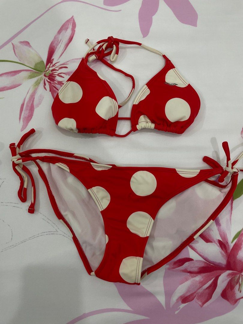 Polka Dot Red Bikini Women S Fashion Swimwear Bikinis Swimsuits On Carousell