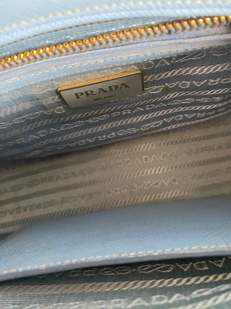 Like New Auth Prada Saffiano Leather Luxe Handbag Light Blue Astrale BN2567