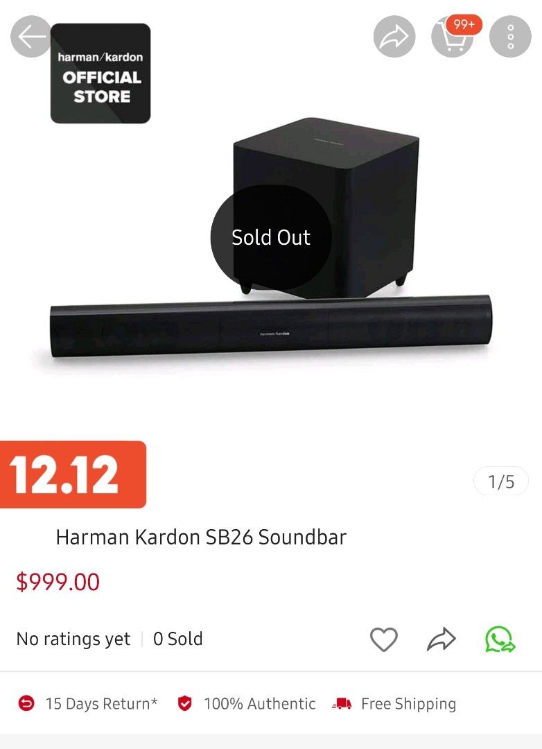 Premium Sound Harman Kardon SB26 with 10" Subwoofer, Audio, Soundbars ...