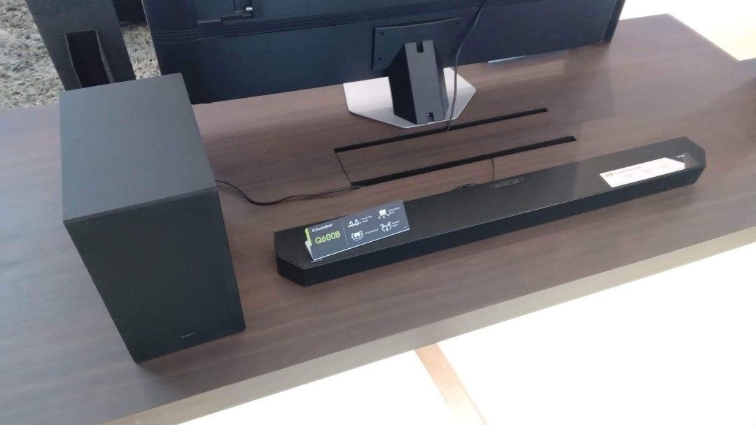 Samsung soundbar with subwoofer (Category: Soundbars, Speakers & Amplifiers) located in Makati City. Submitted by jmpaner (Listing ID 1202434694, Image 2). Description: SAMSUNG SOUNDBAR W/SUB WOOFER BRAND NEW SEALED MODEL: HW-B450 SRP:11,499 🏷CASH: 9,700 HW-B550 Srp: 14,499 🏷Cash: 11,990 HW-Q800B Srp:33,999 🏷Cash: 24,990 HW-Q930B Srp:60,499 🏷Cash: 43,800 HW-Q990B Srp: 82,499 🏷Cash: 59,700 HW-S801B srp: 29,999 🏷Cash: 22,350 FOR PICK UP & MEE