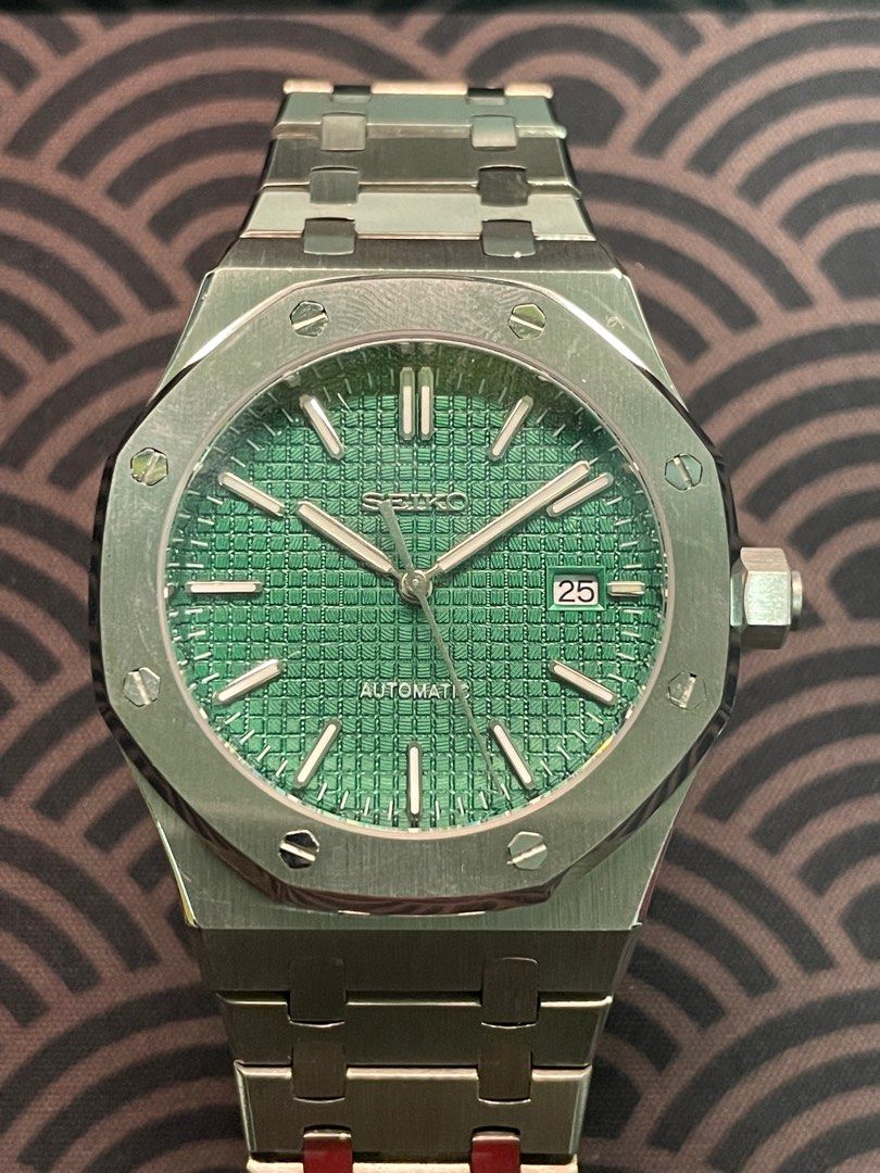 Seiko Custom Mod Royal Oak Green Silver 41mm case