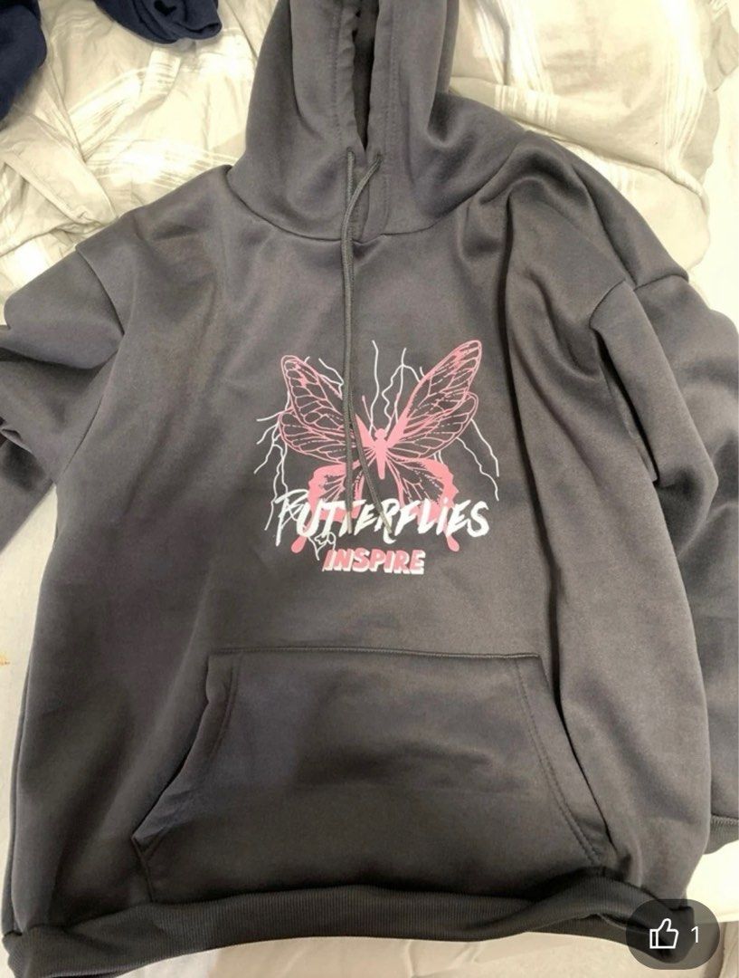 Shein Butterfly Hoodie used once Women s Fashion Tops