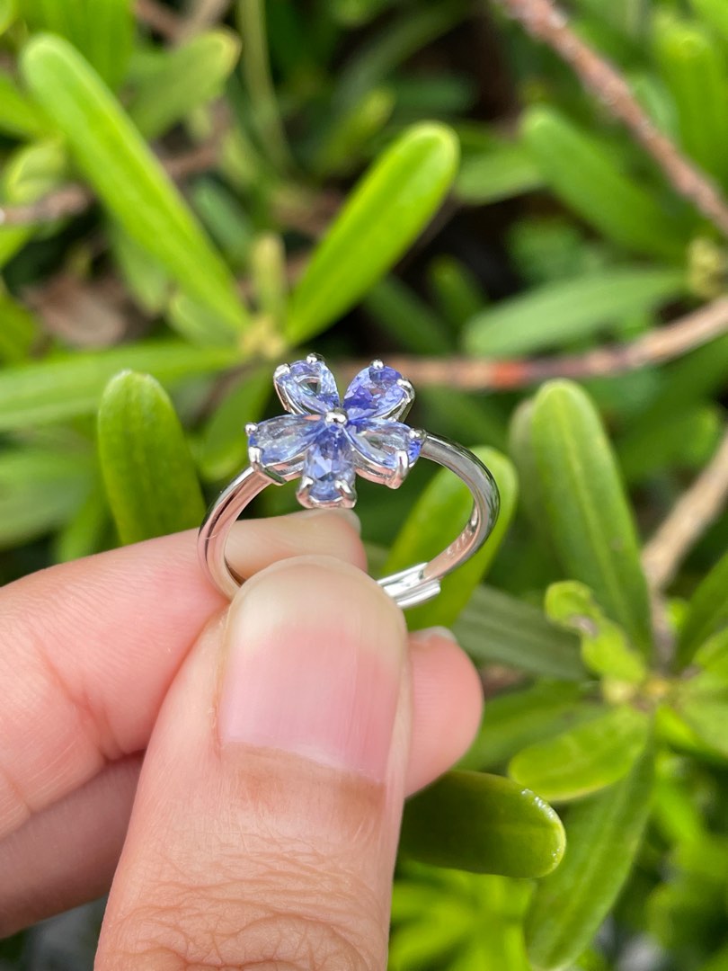 Simple Tanzanite Flower Ring Women s Fashion Jewelry