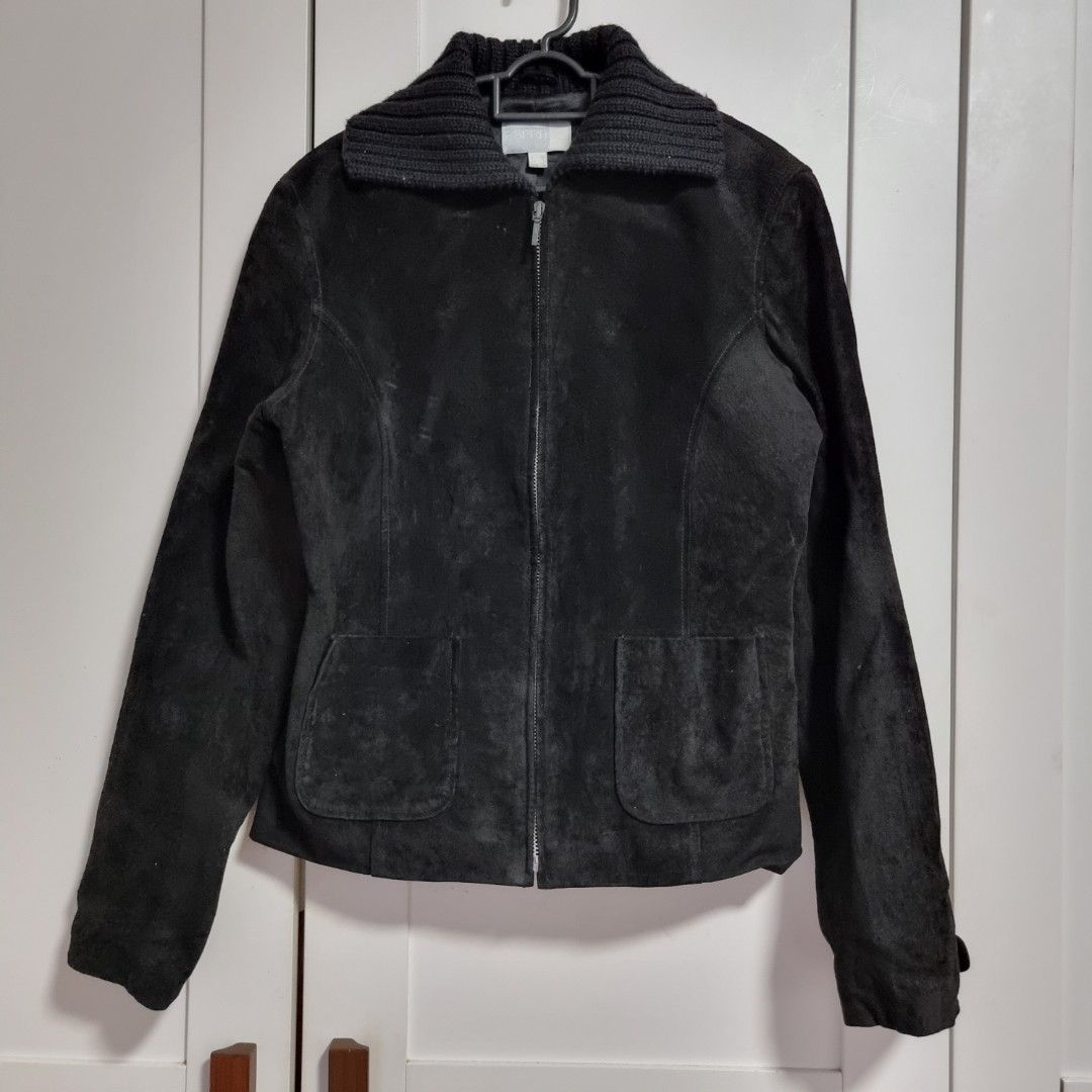 Size S Esprit Ladies Women s Girl s Black Leather Jacket Coat Autumn Winter Cold Weather Women s Fashion Coats Jackets and Outerwear on Carousell