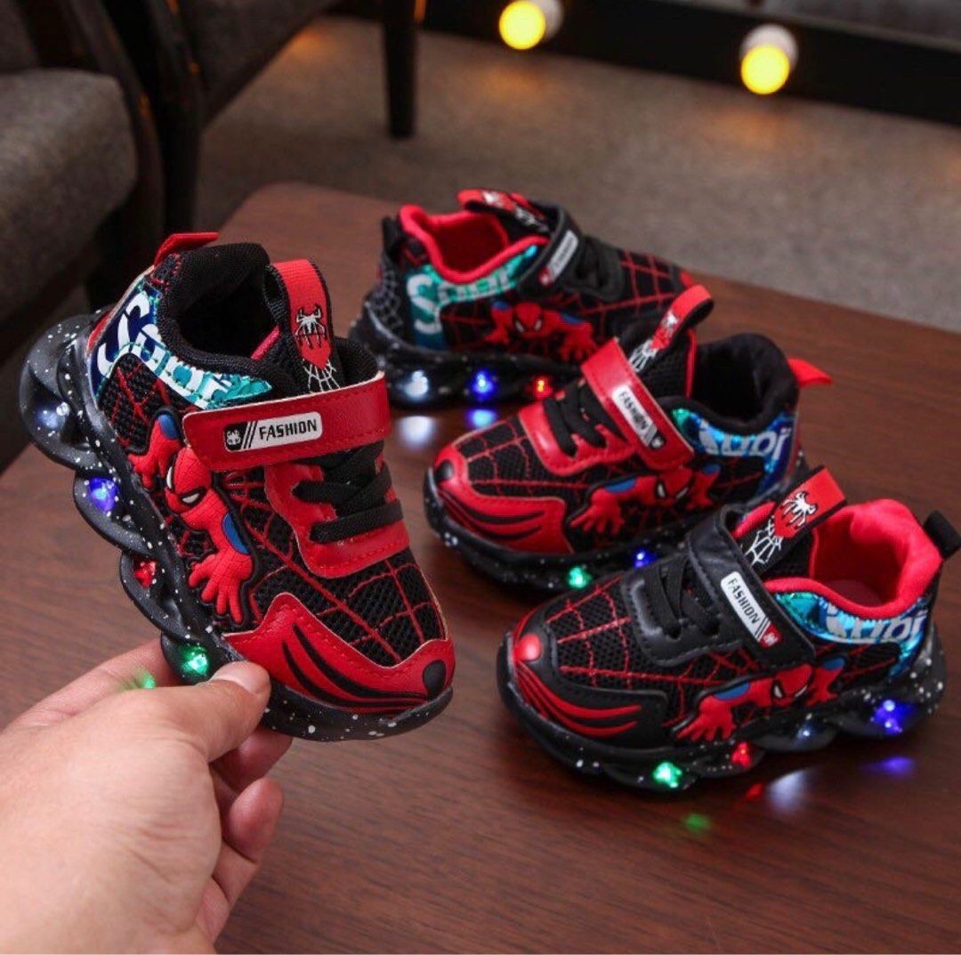 Spider man Sneakers With Flashing led Lights For Boys Superman