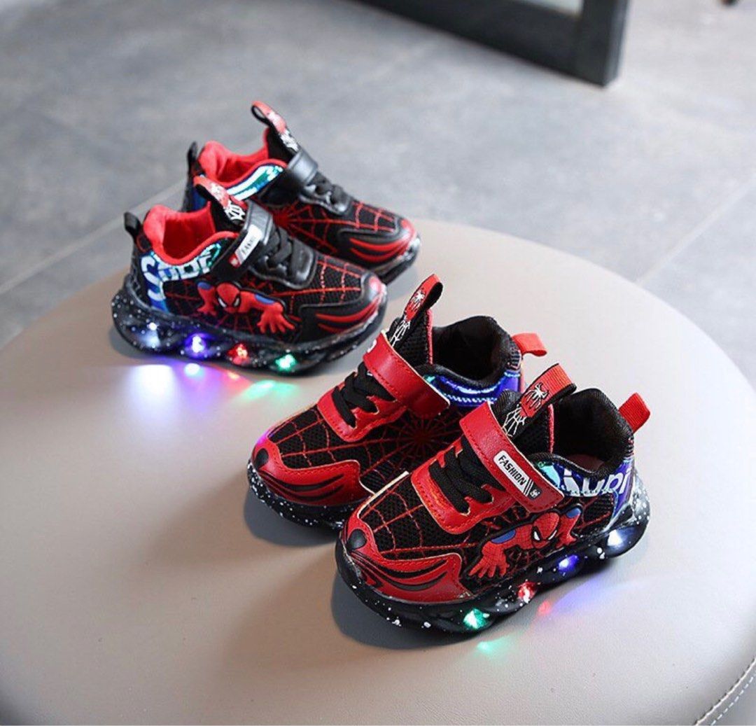 Spider man Sneakers With Flashing led Lights For Boys Superman