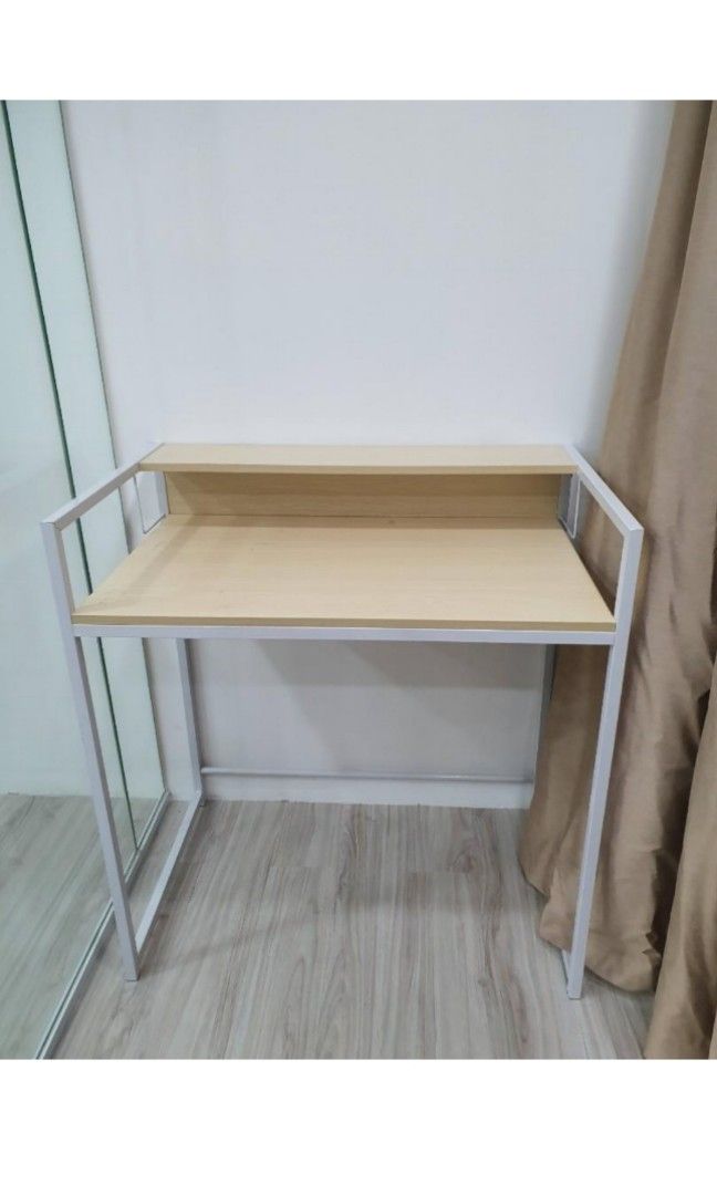 Study Table (Category: Tables & Sets) located in Singapore. Submitted by jaurim (Listing ID 1202346197, Image 1). Description: L80 W48 H90cm, Height to desk is 75cm. Upper deck is 15×80cm.