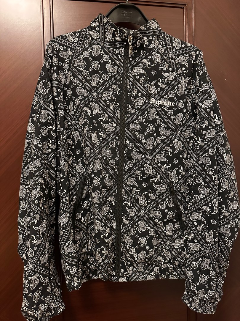 Supreme 18ss bandana track jacket black m, 男裝, 上身及套裝, T
