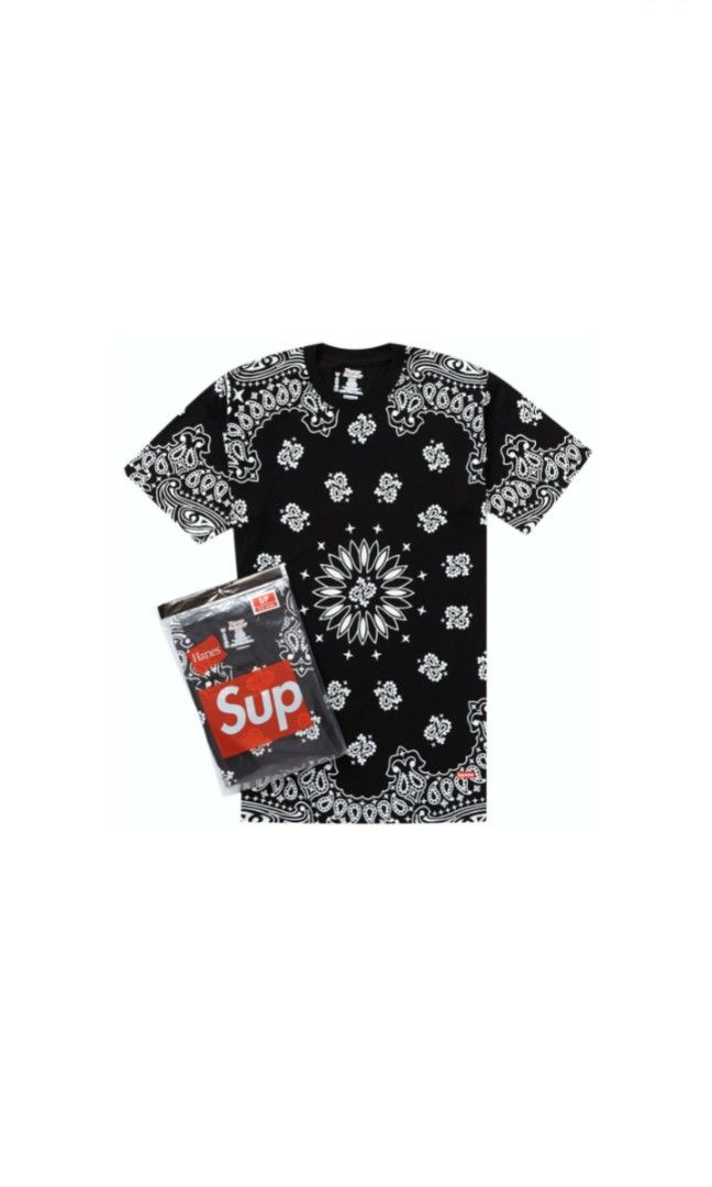 Supreme Hanes Bandana Tagless Tee, Men's Fashion, Tops & Sets