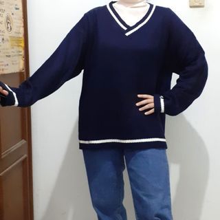 sweater academia navy