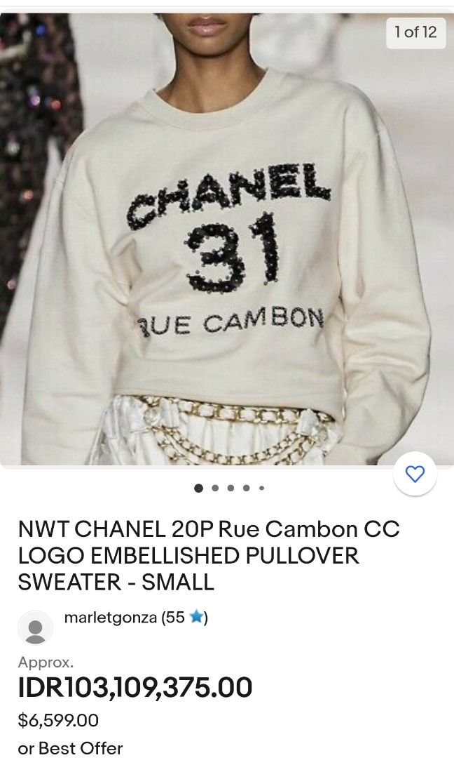 Chanel Cotton Chanel 31 Rue Cambon Sweatshirt Pullover Chanel 31