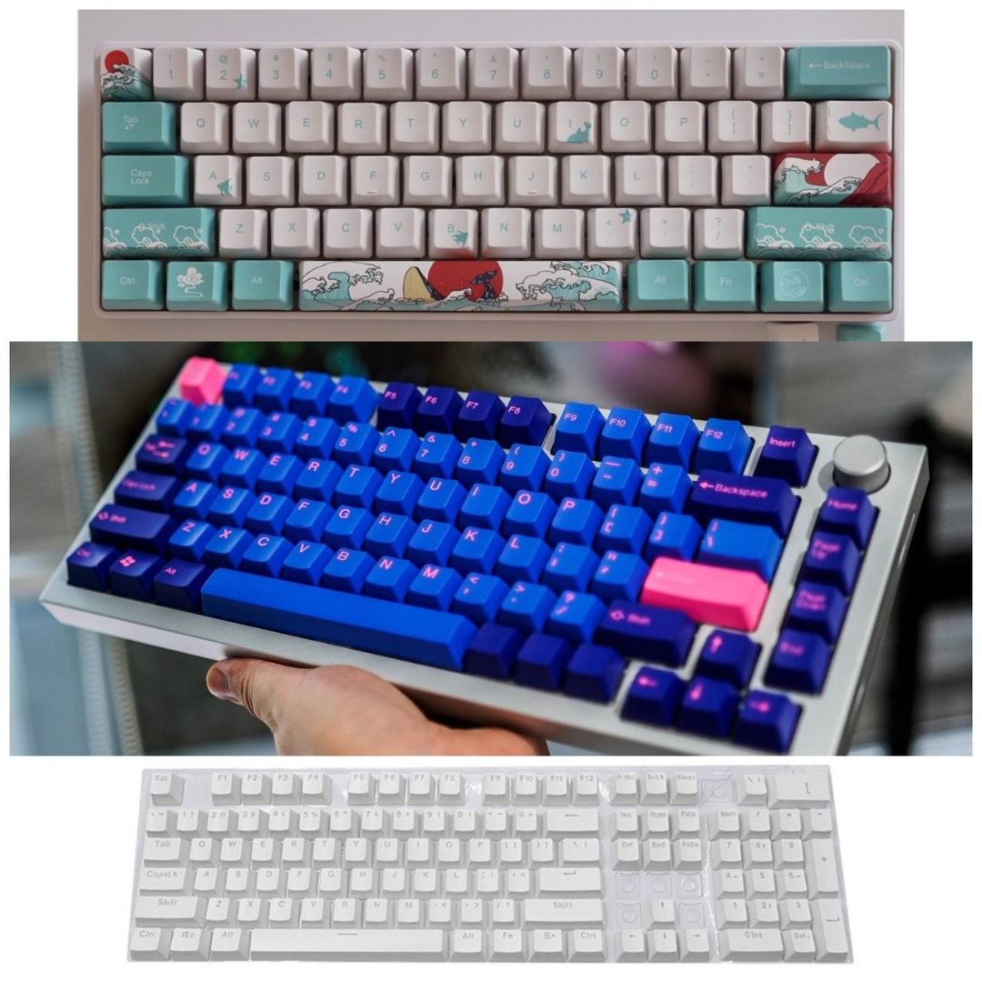 TAI-HAO BUBBLEGUM CRISIS sea coral keyboard and white keycaps ...