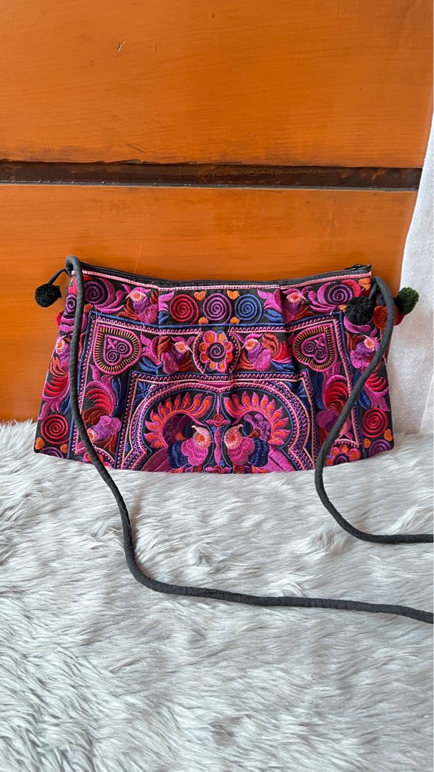 Thai Boho Embroidered Shoulder Sling Bag, Women's Fashion, Bags
