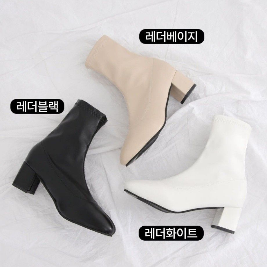 THE LADY White Leather Sock Boots