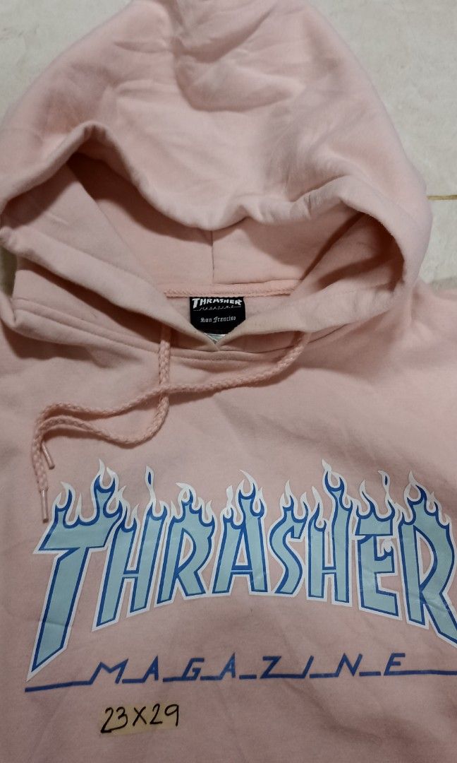 Pink thrasher hoodie blue flames online