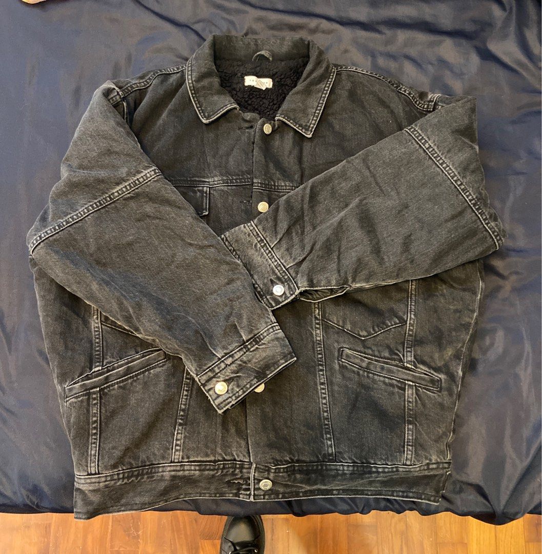 Topshop oversized black denim jacket sale