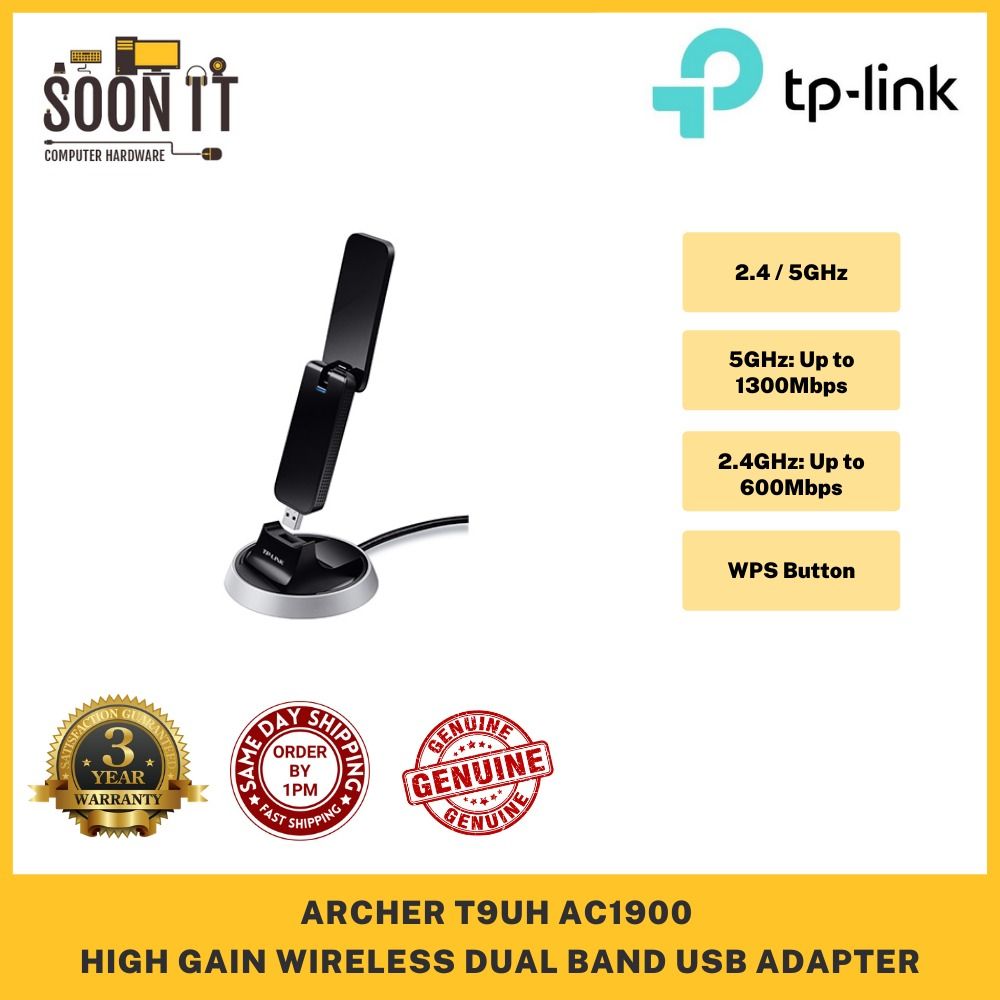 TP-LINK Archer T9UH AC1900 High Gain Wireless Dual Band USB Adapter ...