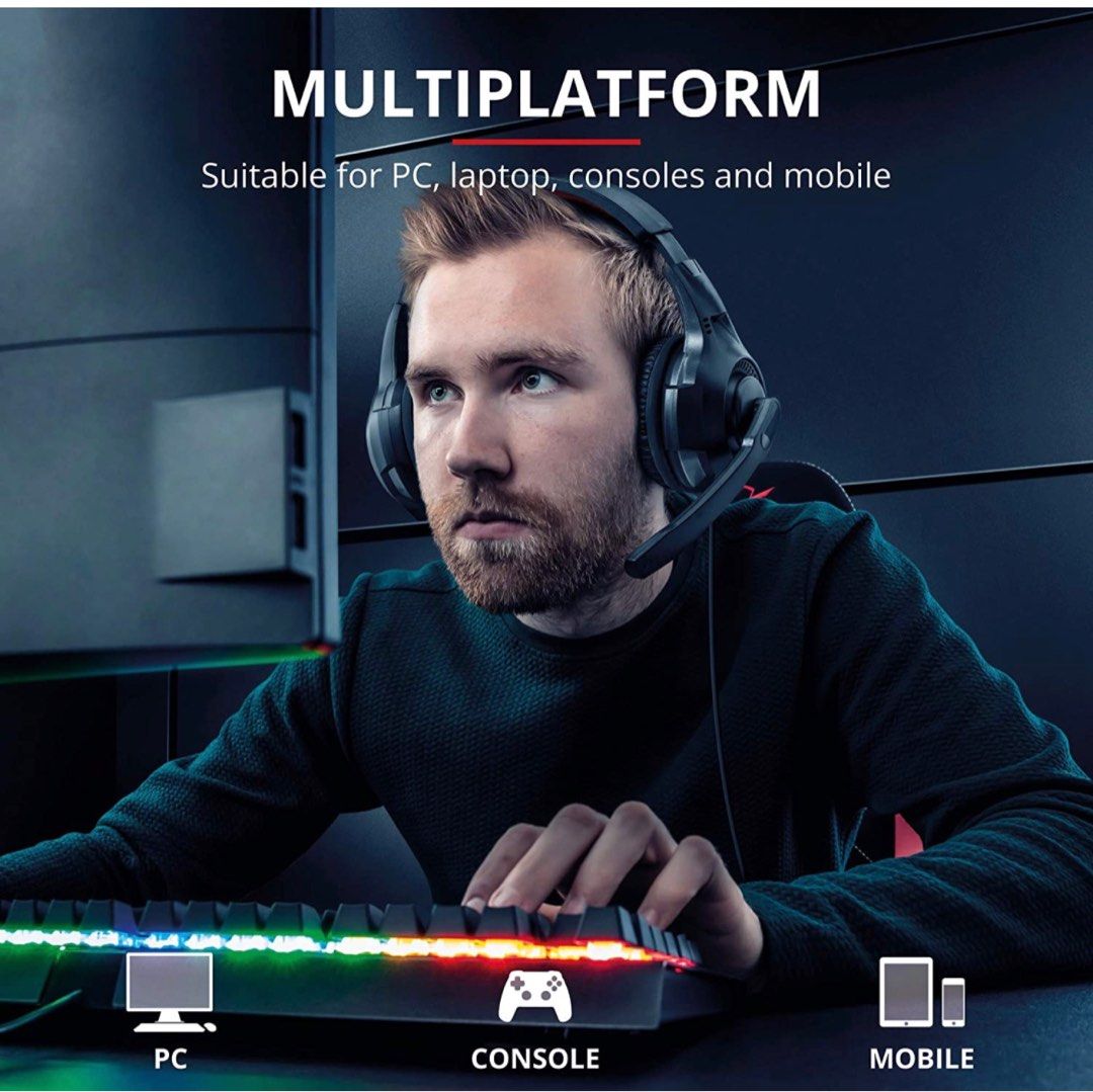 Trust GXT 307 RAVU Gaming Corded Stereo Over-ear Headphones, Black/Red,  Audio, Headphones & Headsets on Carousell