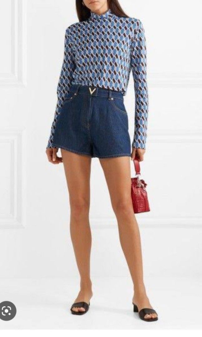 Valentino denim shorts sales