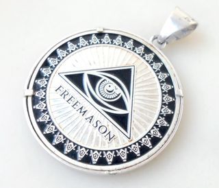 Vintage Antiqued FREEMASON MASONIC Sterling SILVER Pendant / Medal