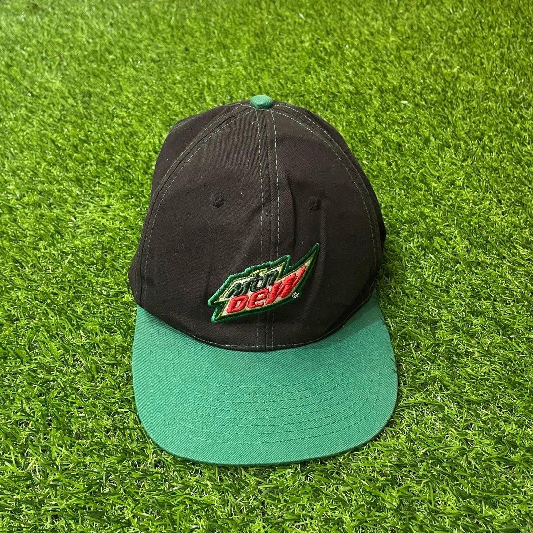 Vintage Mountain Dew Embroidered Logo Snapback Cap (Category: Caps & Hats) located in Quezon City. Submitted by emporium.vtg (Listing ID 1202452670, Image 1). Description: Vintage Mountain Dew Embroidered Big Logo Spell Out Black/Green Snapback Cap Mountain Dew Tag Great condition.