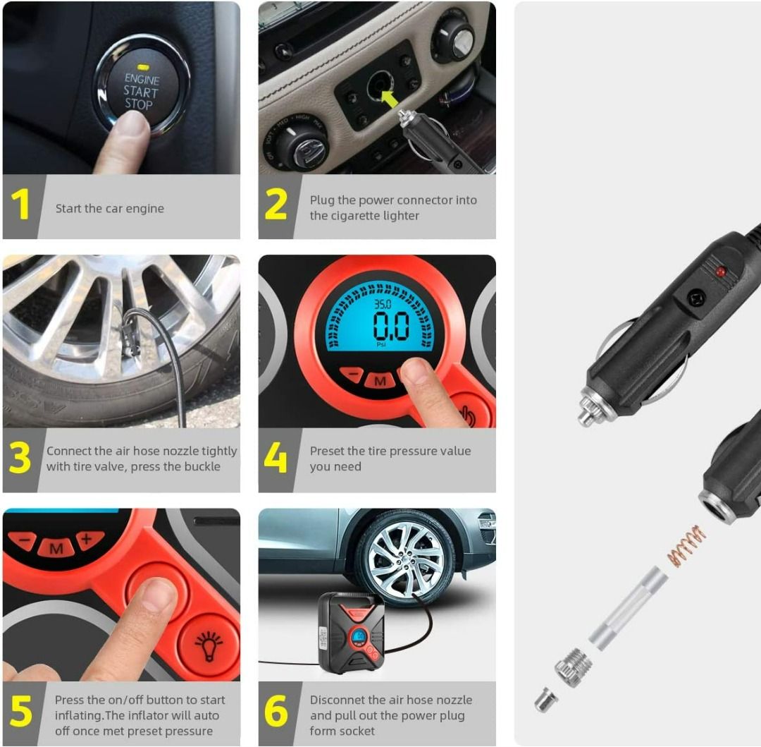 WindGallop Car Tyre Inflator Air Compressor Tyre Pump 12V Electric Car