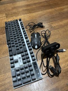 Wired RGB Keyboard with Mouse and Webcam