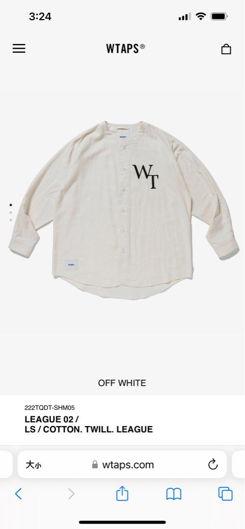 WTAPS League cotton twill, 男裝, 上身及套裝, T-shirt、恤衫、有領衫