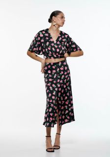 Zara floral cropped blouse