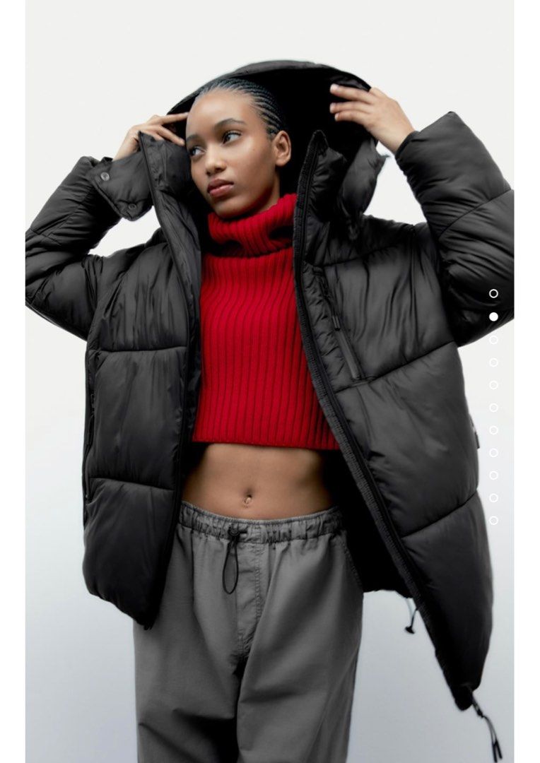 Red puffer jacket womens zara 2025
