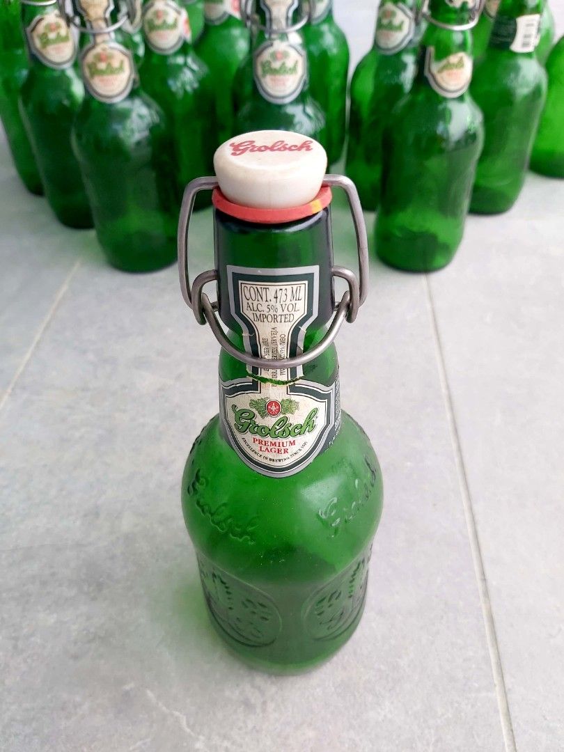 22 Vintage Grolsch Beer Bottle Resealable Porcelain Swing Top Green
