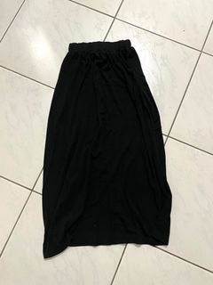 黑色純棉鬆緊帶長裙
