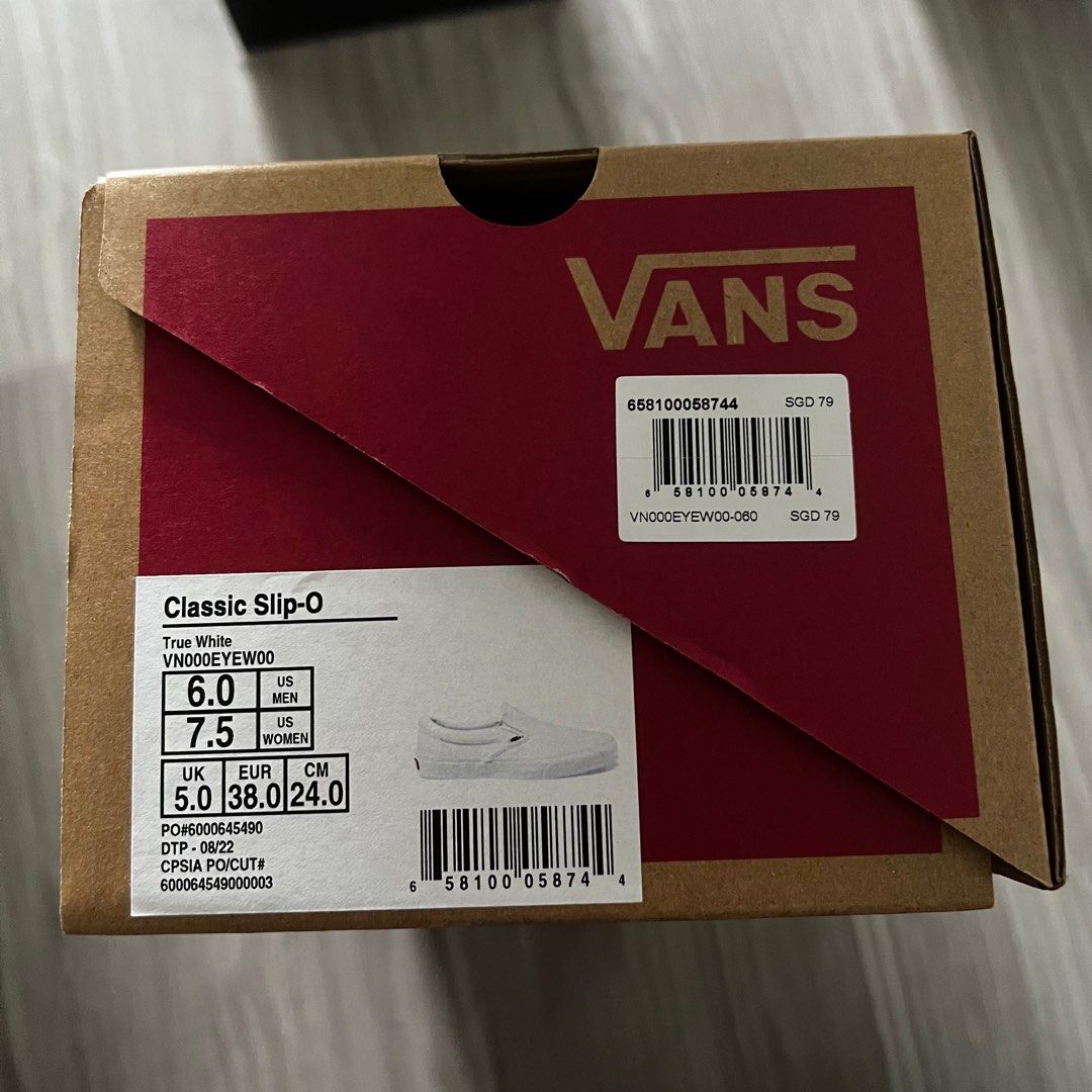White slip on vans womens 7.5 top