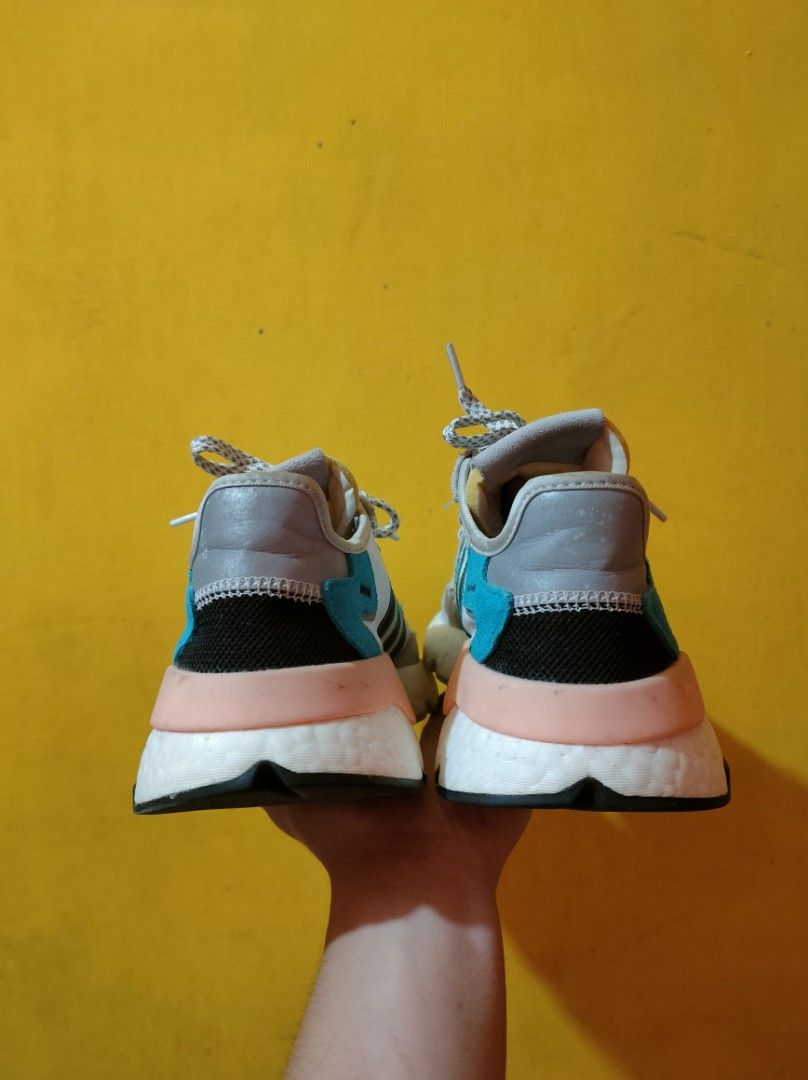 ADIDAS NITE JOGGER WHITE HI RES AQUA ART FV3852 Men s Fashion
