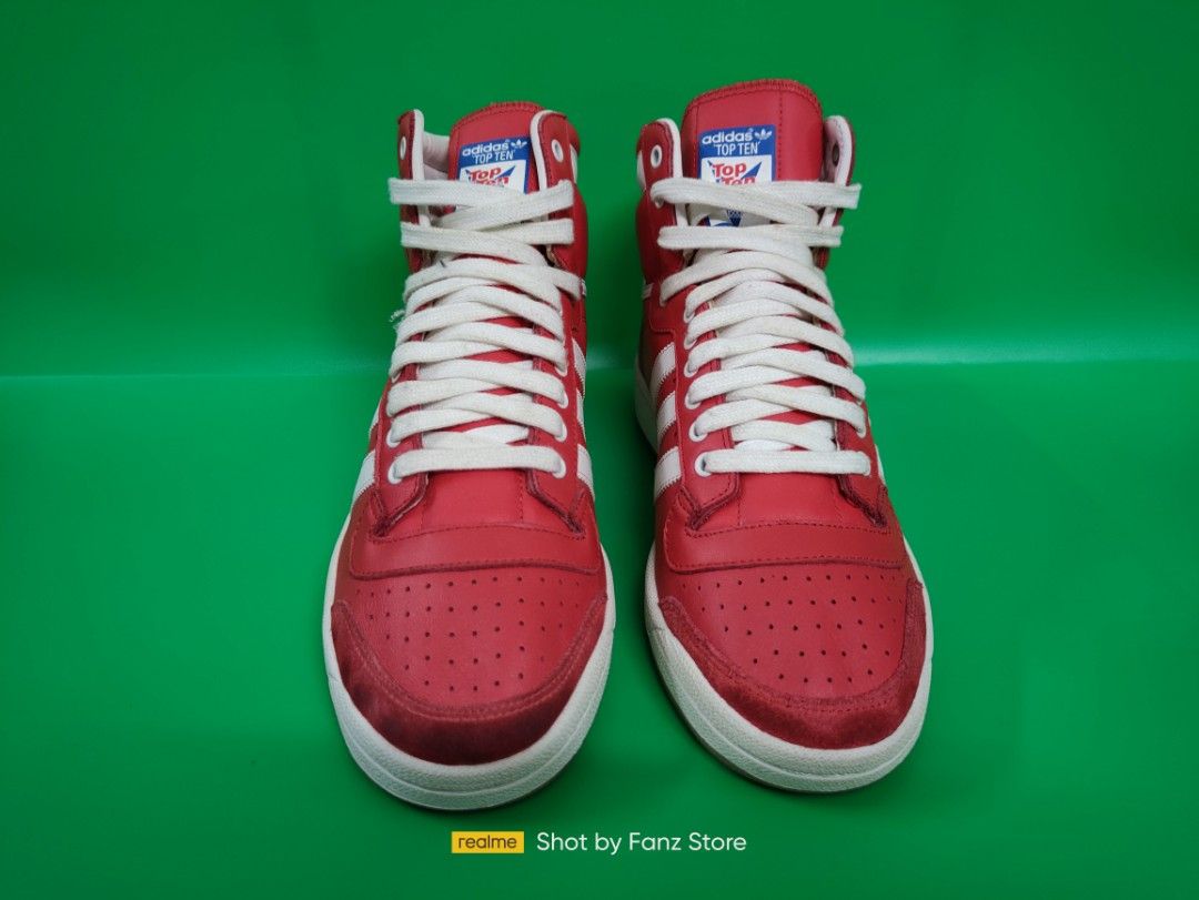 Adidas Top Ten Hi Red Leather, Men's Fashion, Footwear, Sneakers on