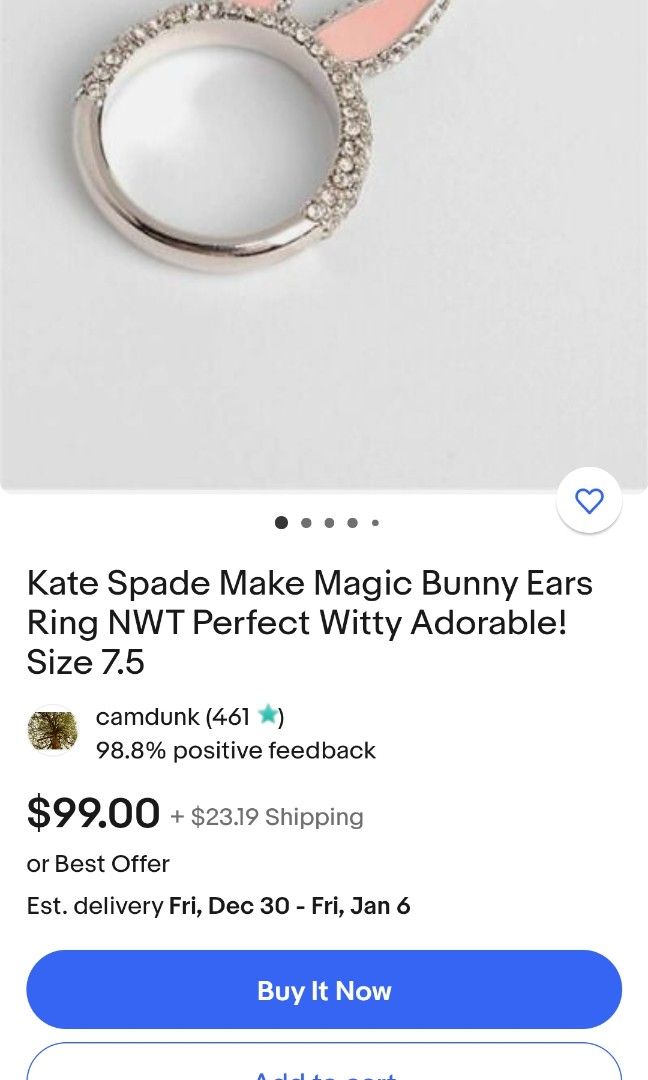 As new KATE SPADE bunny rabbit ring size 8 make magic zircon ears, Women's  Fashion, Jewelry & Organisers, Rings on Carousell
