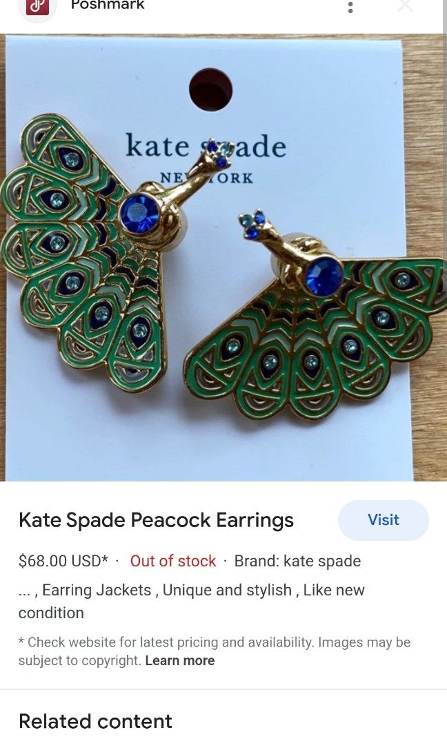 Kate spade clearance peacock earrings