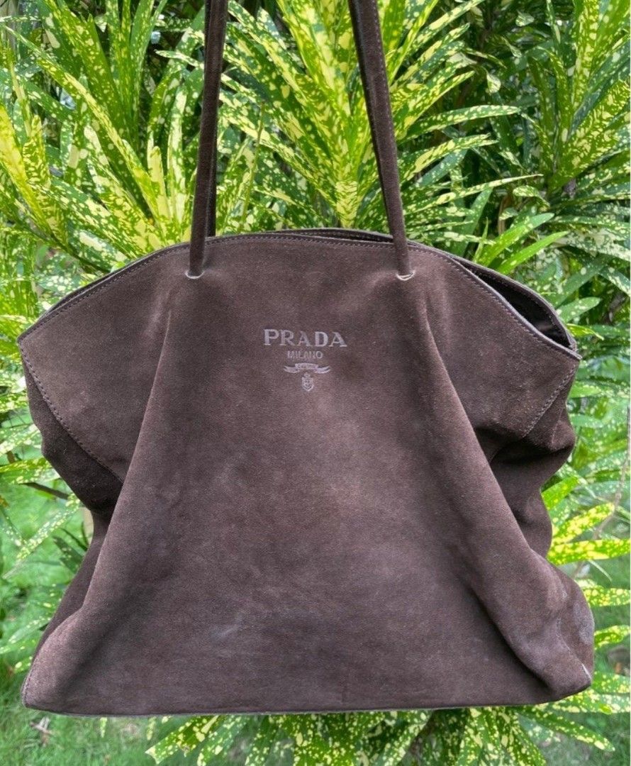 Authentic Prada Suede Tote Luxury Bags Wallets on Carousell