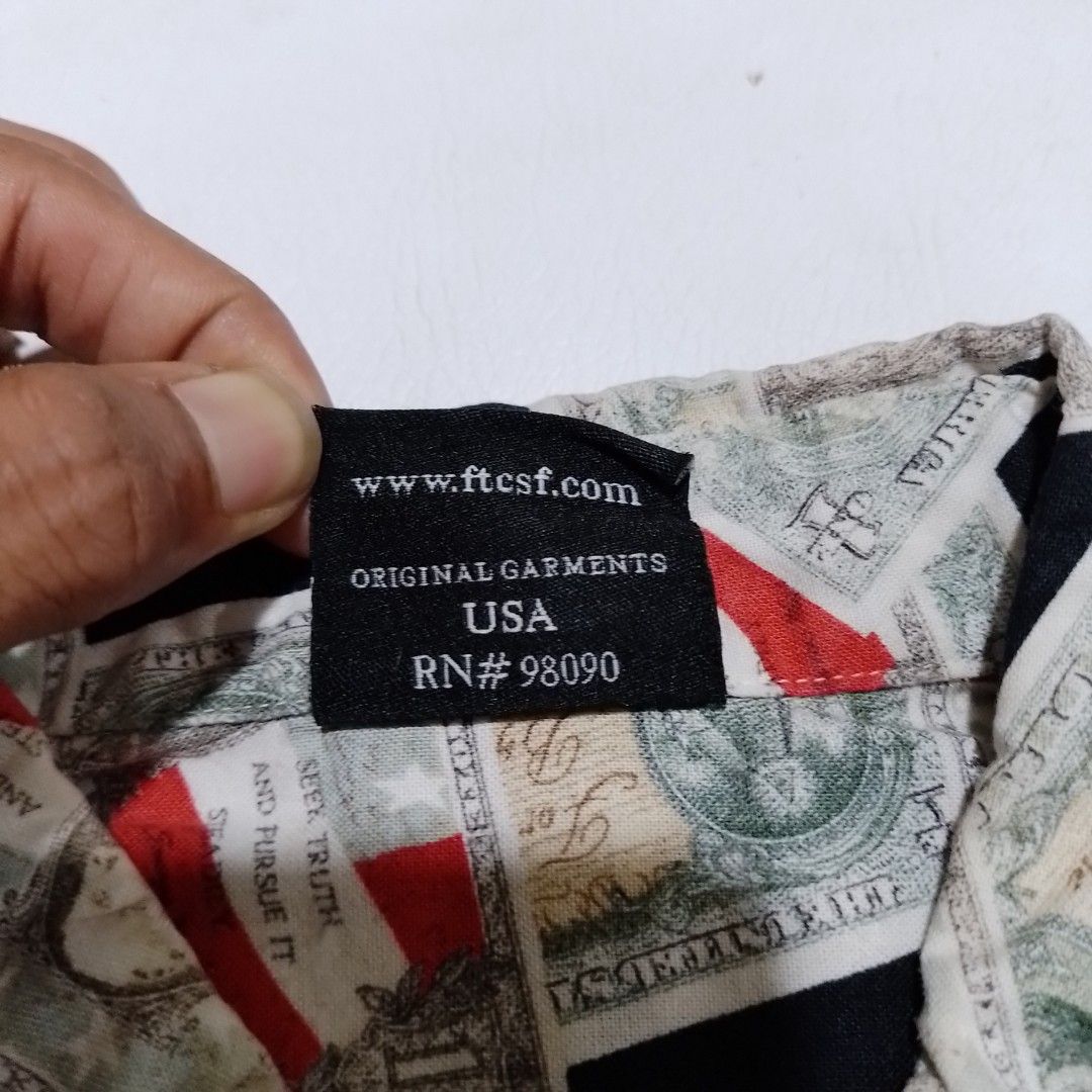 baju kemeja lengan pendek FTC FULL PRINT DOLLAR bekas preloved branded