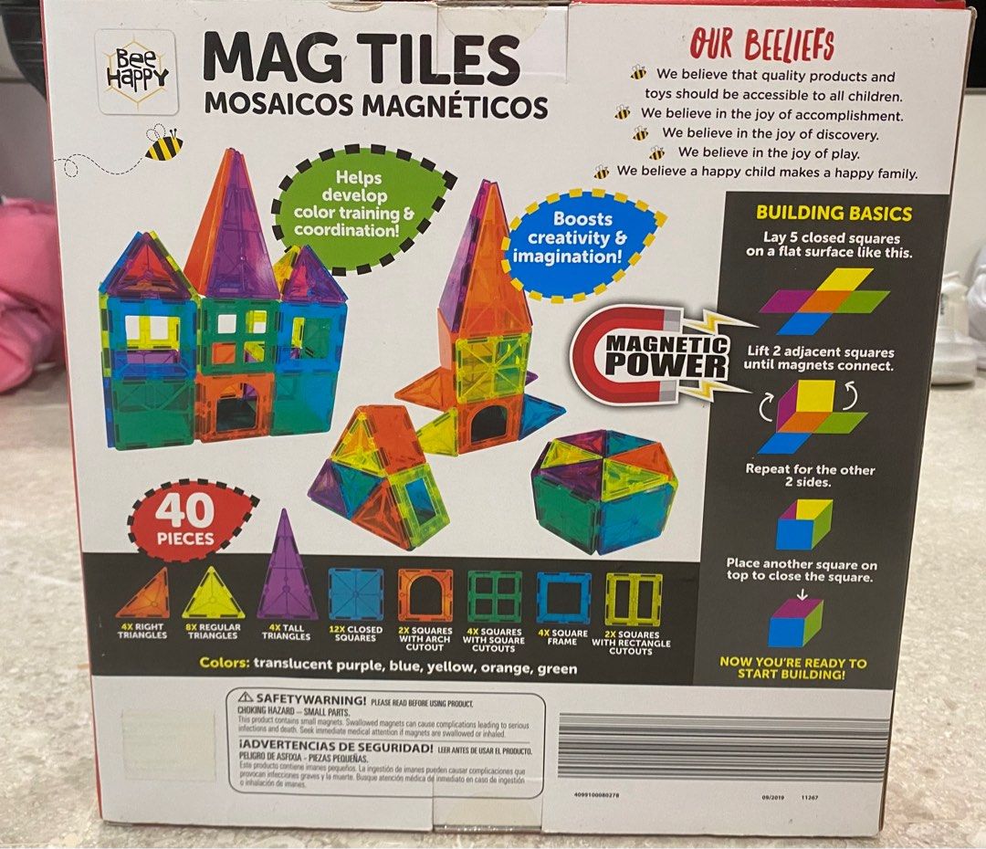 Bee Happy Magnetic Tiles 40 pcs